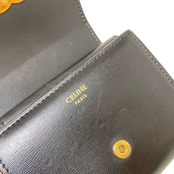 Celine Trifold Wallet Small Flap Wallet Triomphe 10d783dpv.38no Black - Picture 5 of 9